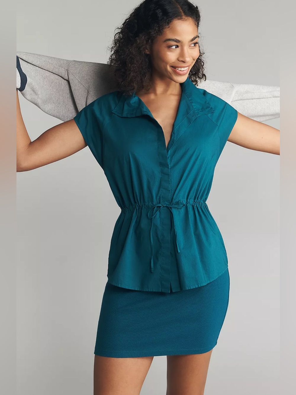 NWT Anthropologie Sundry Sporty Twofer Mini Dress | XSmall | Kayaking Green